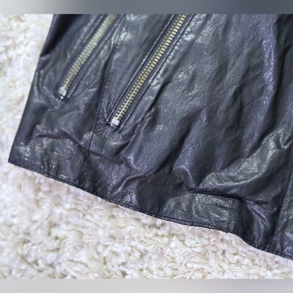 Banana Republic Black Moto Leather Jacket Sz S - Picture 6 of 13